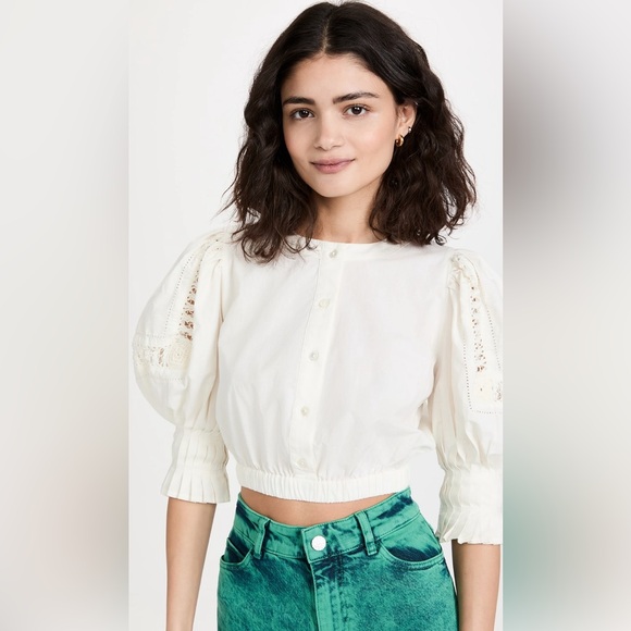 New Sea New York Thora Thread Pull Puff Blouse Size Small - Picture 3 of 12